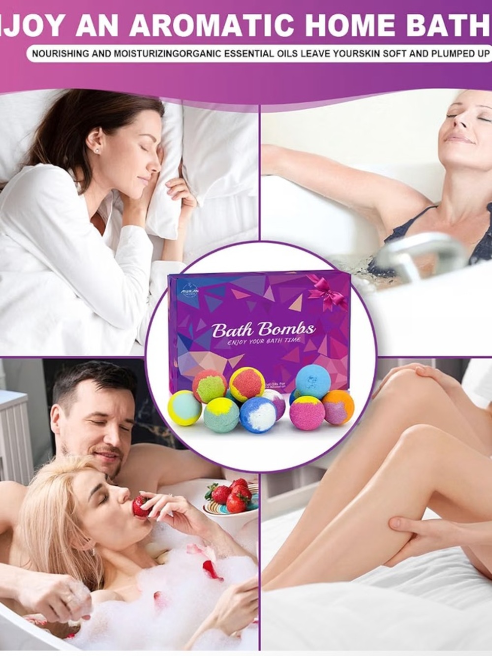 Bath Bombs for Women Gift Set 12 Pack Natural Relaxing Bath Bombs for Her - Picture 4 of 15